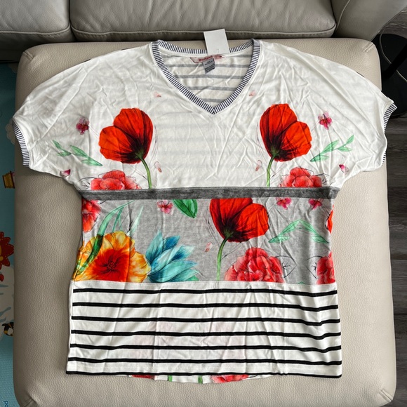 Desigual Women’s Floral Knit Short Sleeve T Shirt - Size M - Picture 5 of 11